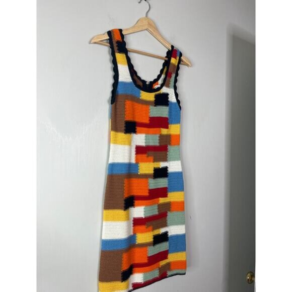 NEW Alice + Olivia Veronique Crocheted Scalloped Trim Mini Dress Multi Color - Picture 3 of 7